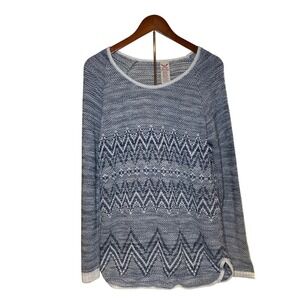 Faded Glory Women's Size XL Blue White Chevron Pattern Knit Sweater XL (16-18)